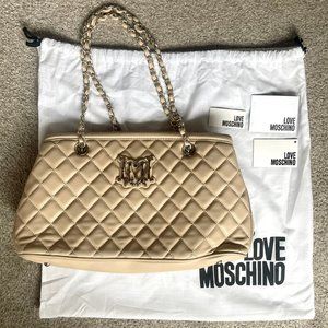 Love Moschino Tan Leather Quilted Tote